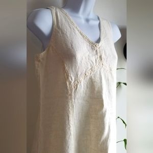 Vintage Johnny Was Linen Maxi Dress with Button Back Detail, Cream/White Size S